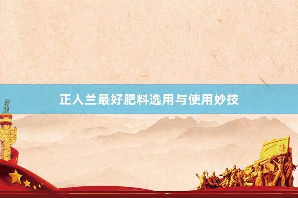 正人兰最好肥料选用与使用妙技